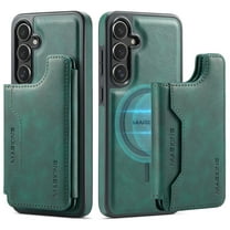 Dteck for Samsung Galaxy S24 Magnetic Case with Detachable Wallet Card Holder, Compatible with MagSafe, RFID Blocking Credit Slots Kickstand Shockproof Phone Cover for Women Men,Green