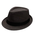 thumbnail image 3 of Chapeaux de Soleil à Moins de 10 $ Brun Hommes et Femmes Chapeau Jazz Rétro Imprimé à Rayures Chapeau de Soleil Britannique Chapeau de Soleil de Voyage, 3 of 3