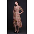 thumbnail image 4 of Bimba Robe Asymétrique à Poches en Coton Marron Illet Floral pour Femmes Robe de Soirée d'Été Midi-TTTG, 4 of 5