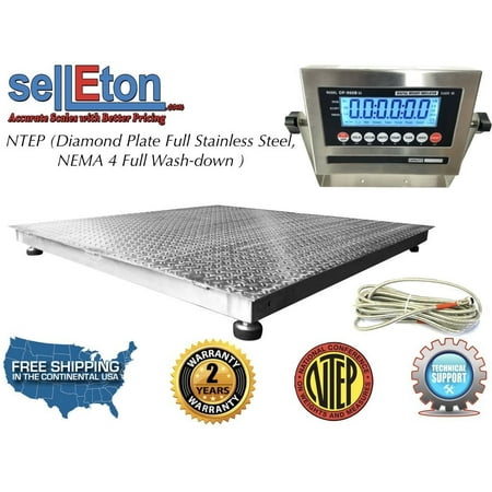 NTEP 48" x 48" 4' x 4' Floor Scale Fixed TOP Stainless Steel Washdown 5000 lbs