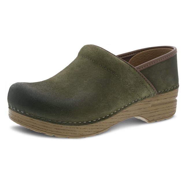 Zuecos Dansko Professional de nobuck bruñido verde para mujer 40-41EU