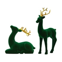 2025 CISIL Set of 2 Christmas Resin Elk Figurines, Gold Reindeer Christmas Decoration for Indoor Decoration Lucky Sitting & Standing Deer Statues for Friends, Family