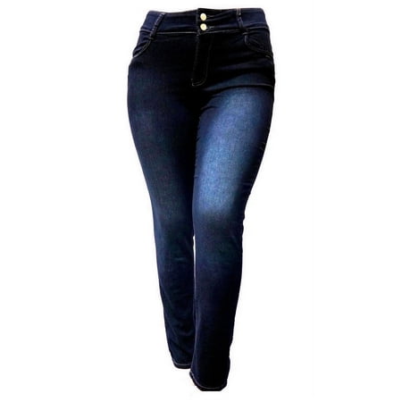5IVE - Womens Plus Size Stretch Dark Blue Black High Waist Denim Jeans ...