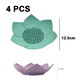 thumbnail image 2 of Paquete de 4 jaboneras de flores de loto con drenaje, soporte de jabón de silicona, bandeja de jabón Flexible antideslizante para ducha de baño, 2 of 5