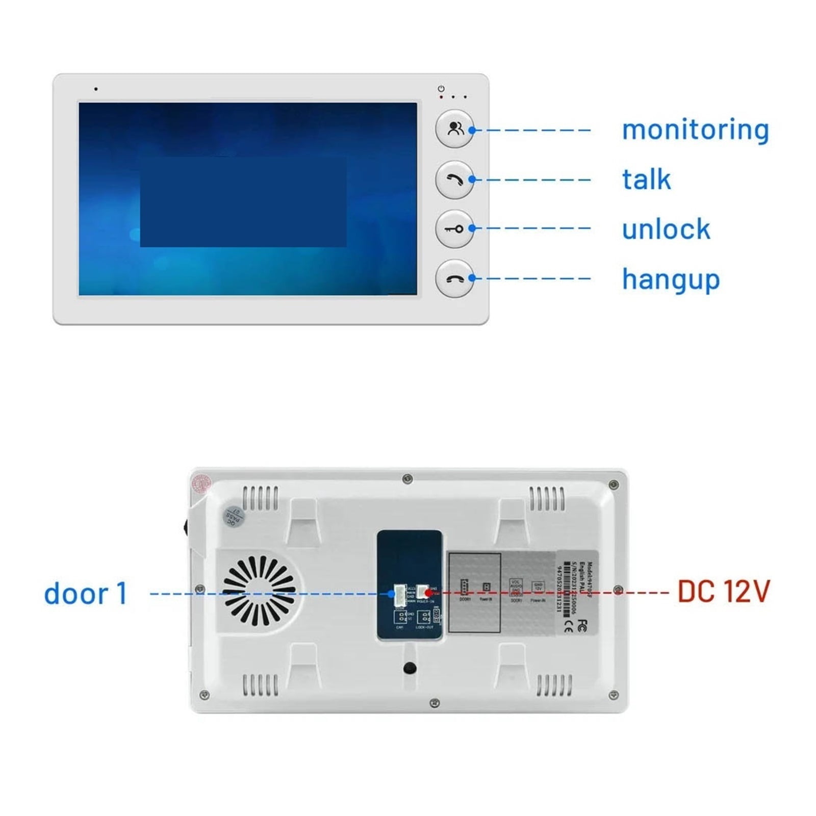 7 Inch Video Intercom System Outdoor Metal Doorbell Waterproof Cold Resistan Video Door Phone For Home Night Vision Lock Unlock ,Crystal-Clear 2K