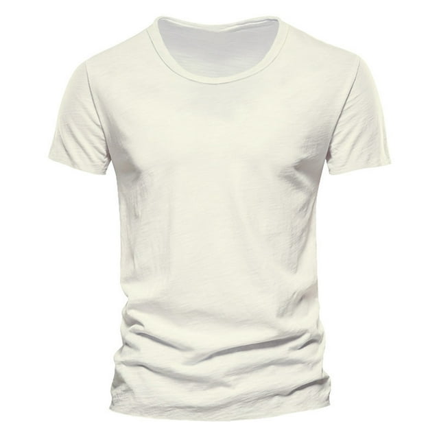 BOBOGOJP T-Shirts d'Entraînement pour Hommes Imprimé Col Rond en Coton Mode Urbaine Décontracté (Blanc,TTG)