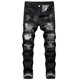thumbnail image 1 of QIMYUM Pantalones vaqueros rasgados para hombre desgastados destruidos Slim Fit pantalones de mezclilla de pierna recta (34 Black702), 1 of 1