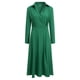 thumbnail image 4 of Vestido camisero de manga larga con cuello en V para mujer: vestido con bolsillos a rayas, poliéster y spandex, largo hasta la rodilla, para la oficina, informal y fiestas, 4 of 7