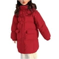thumbnail image 3 of Baby Girls Winter Dress Coats Solid Color Hooded Fleece Warm Waterproof Heavy Parka Outwear With Pockets,Purple 1,9 Years, 3 of 3