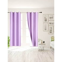 1 Pair Lilac Lavender Light Purple Noa 84" Length Insulated Lined 100% Heavy Thick Blackout Silver Grommet Window Curtain Panels Drapes Not See Through Energey Saving