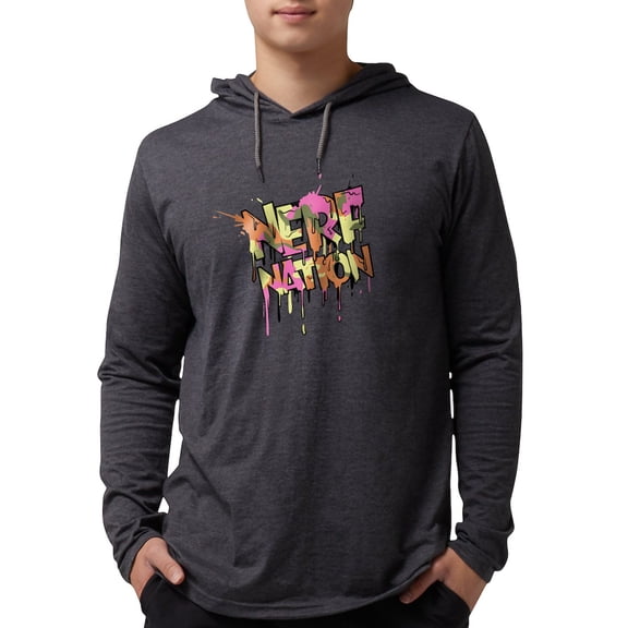 CafePress - Nerf Nation Long Sleeve T Shirt - Mens Hooded Shirt