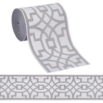 5.5 Yards Geometric Jacquard Ribbon 3-1/4" Wide Polyester Embroidery Curtain Trim Tape Light Grey Embroidered Drapery Trim Jacquard Ribbon for Your Drapes Curtains Banding Trim Tape