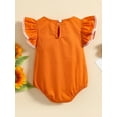 thumbnail image 3 of Newborn Girl Fly Sleeve Romper, Lace Patchwork Bordered Sweet Style Bodysuit, Casual One-Piece Clothes, 3 of 9