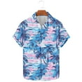 thumbnail image 4 of Handshe Men's Hawaiian Shirt Tops Vintage Short Sleeve Button Down Beach Shirt Male Tropical Floral Summer Pullover Party Holiday, 4 of 6