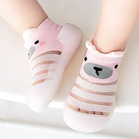 

kpoplk Toddler Sneaker Infant Boys Girls Animal Prints Cartoon Socks Shoes Toddler Breathable Mesh The Baby First Walking Shoes(White)