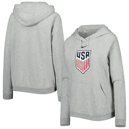 Women's Nike Heather Gray USMNT Varsity Raglan Tri-Blend Pullover Hoodie