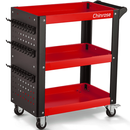 

3-Tier Tool Carts with Wheels Heavy Duty Service Cart with Wheels Load 1000 Capacity for Factories Workshops Garage Repair Shop and Warehouse
