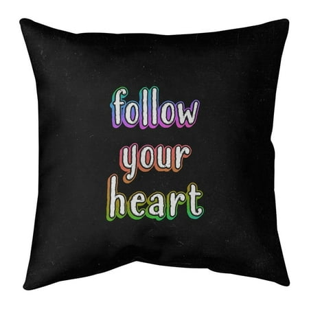 UPC: 0670507530388 | ArtVerse Quotes Follow Your Heart Quote Chalkboard Style Pillow-Faux Suede 18 x 18 Large