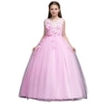 thumbnail image 2 of WPPGONE Girls Appliques Flower Girl Dress Sleeveless Tulle Ball Gown Embroidered Princess Wedding Party Gown Elegant Formal Pageant Dress Toddler Communion Gown Kids Birthday Photoshoot Party Dresses, 2 of 8