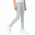 thumbnail image 3 of Teylalorva Girls Leggings Ice Silk Ruffle Trim Thin Breathable Summer Comfy Casual Long Trousers for Kids（1-10） Light Blue Size 1-2Years, 3 of 7