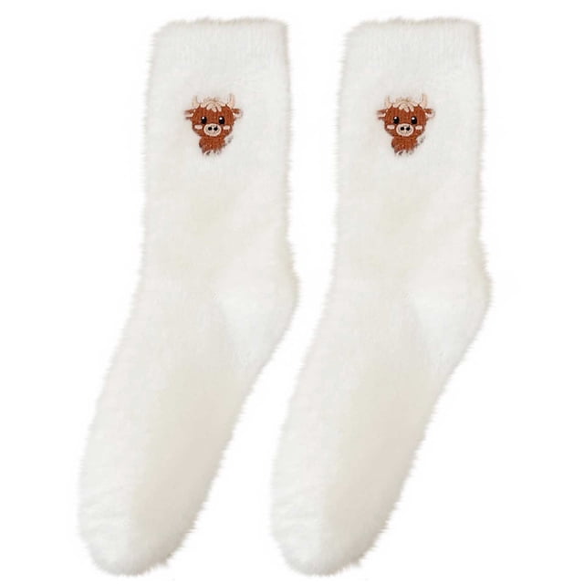 Calcetines gruesos y cálidos de invierno para mujer, con forro polar, hasta la pantorrilla, bonitos y gruesos, para dormir.