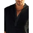 thumbnail image 3 of FASHIONWT Men Casual Cotton Linen Undershirts Workwear 3/4 Sleeve Henley Button Shirts, 3 of 4