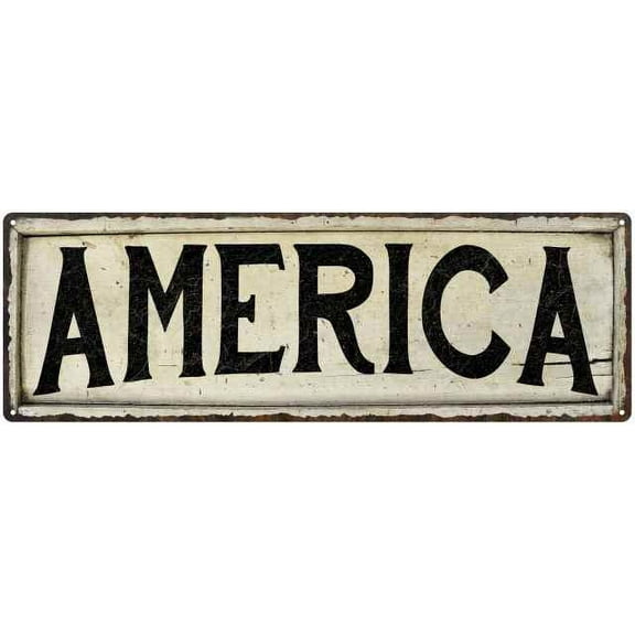 America Chic Vintage Look Farm House Wall Decor 6x18 Metal Sign 106180028051