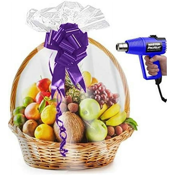 Shrink Wrap Basket Bags For Gift Baskets Clear Cellophane PVC Shrink Bags 32"x 40" (10 Pack) clear 1 Count (Pack of 10)