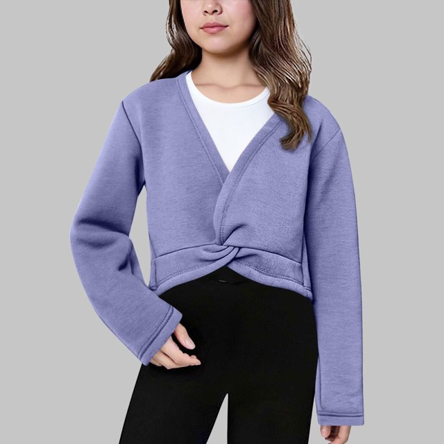 Ropa exterior y chaquetas informales sin capucha de manga larga para niño grande con abrigo de terciopelo grueso Abrigo de baile de invierno de manga larga para niña Suéter de baile Chal Top de algodó