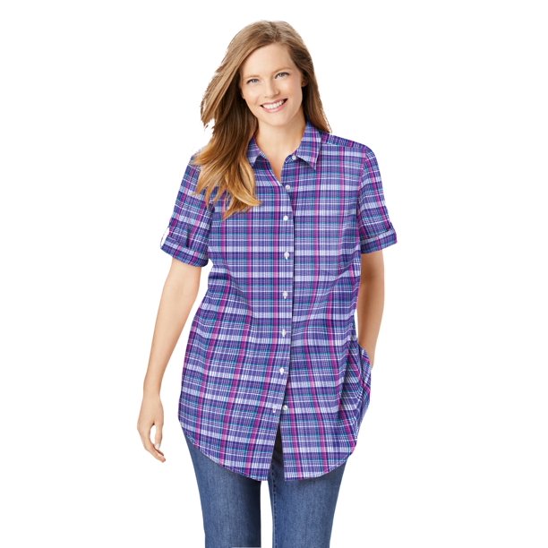 Woman Within Woman Within Womens Plus Size Short Sleeve Button Down 8777