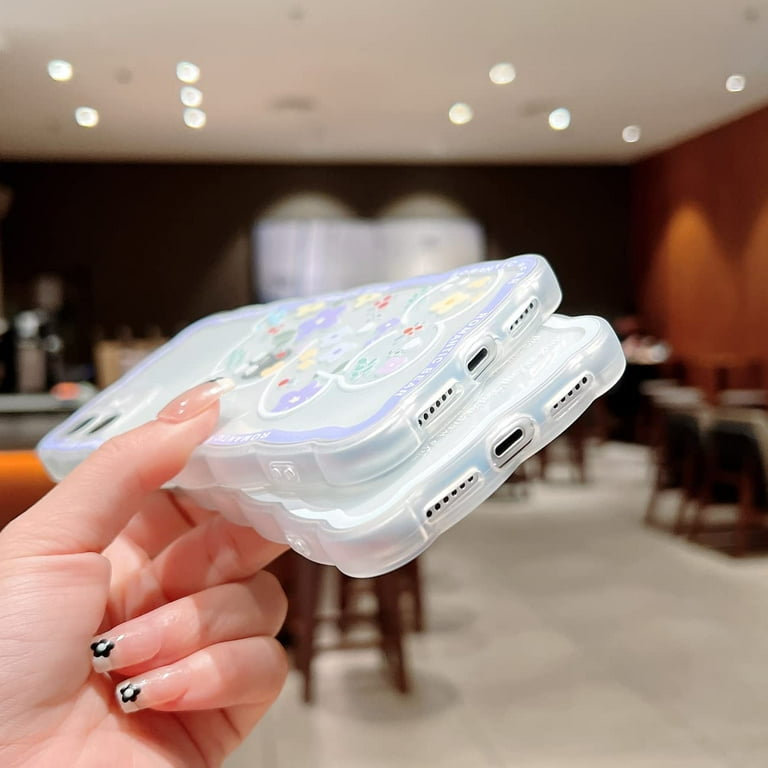 Foonary 2 Pack Phone Case Compatible With IPhone 15 6.1", Slim Fit Soft TPU Silicone With Flower Smile Design Aesthetics Pattern, Shockproof Bumper