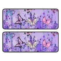 Kitchen Rugs Sets Of 2,Purple Lavender Butterfly Scene Anti Fatigue Kitchen Mat Rugs Non Slip Washable,Decorative Kitchen Floor Mats for Kitchen,Sink,Laundry,17"x47" 17"x47"