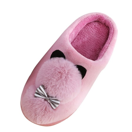 

MRULIC slippers for women Women s Cartoons Warm Women Slippers Cute Shoes Keep Slippers Slip On Furry Home Flat Cai Shoes womens slippers house slippers for women Pink + US:6