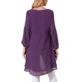 thumbnail image 3 of INSPIRAR CHIC Blusa de Chifón Asimétrica de Cuello Redondo con Mangas de 3/4 y Volantes, Alta y Baja, Color Púrpura Oscuro, Talla S, 3 of 6