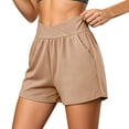 thumbnail image 7 of Mifsaly Womens Athletic Shorts 5 Inch Inseam Crossover V-Waist Workout Shorts with Pockets Soft Stretch Running Gym Exercise Yoga Clothes 2026 Khaki,S, 7 of 7