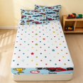 thumbnail image 4 of Erosebridal Race Car Zipper Full Size Comforter Sets with Fitted Sheet and 2 Pillowcases, Trophy Zipper Bedding Set, Black Blue, Polka Dots Reversible, 4 of 7