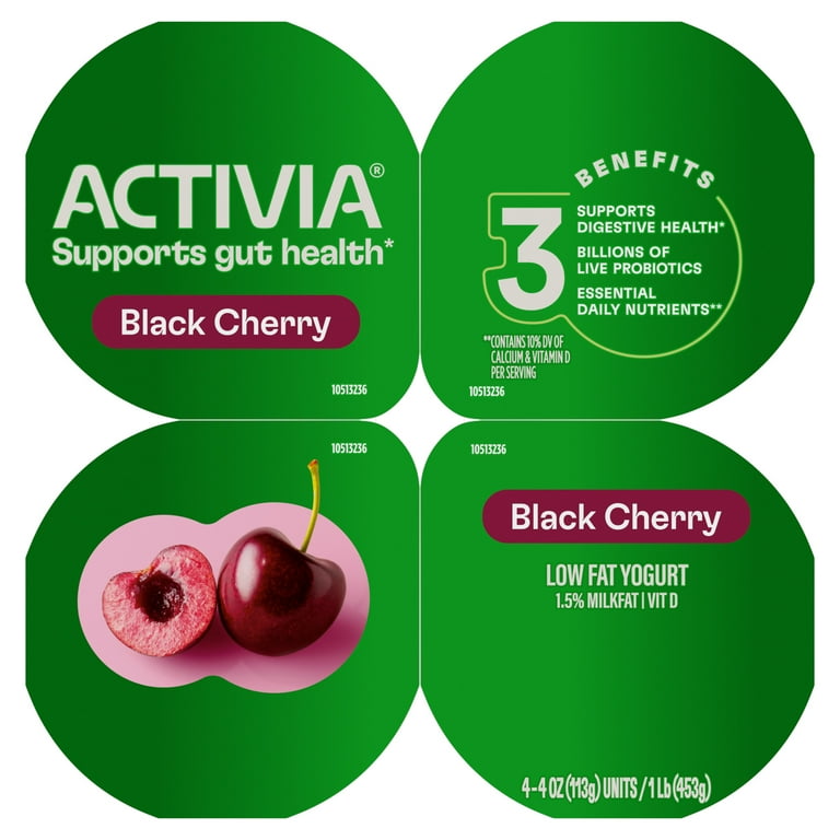 Activia Black Cherry Low Fat Probiotic Yogurt Cups, Helps Support