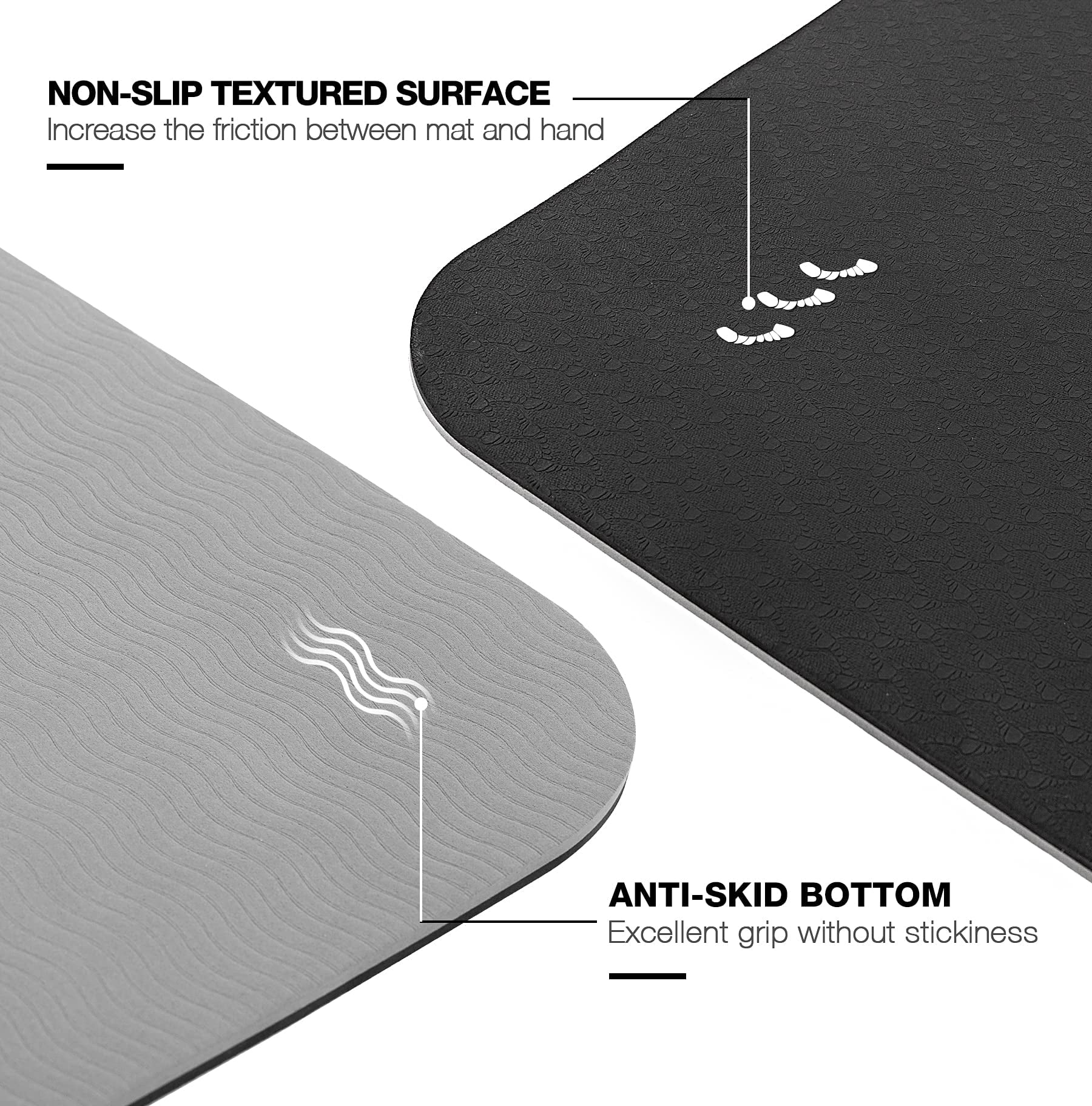 UMINEUX Large Yoga Mat for Men and Women 1/4 Inch Extra Thick TPE Fitness Mat for Home Gym Workout, Non-Slip