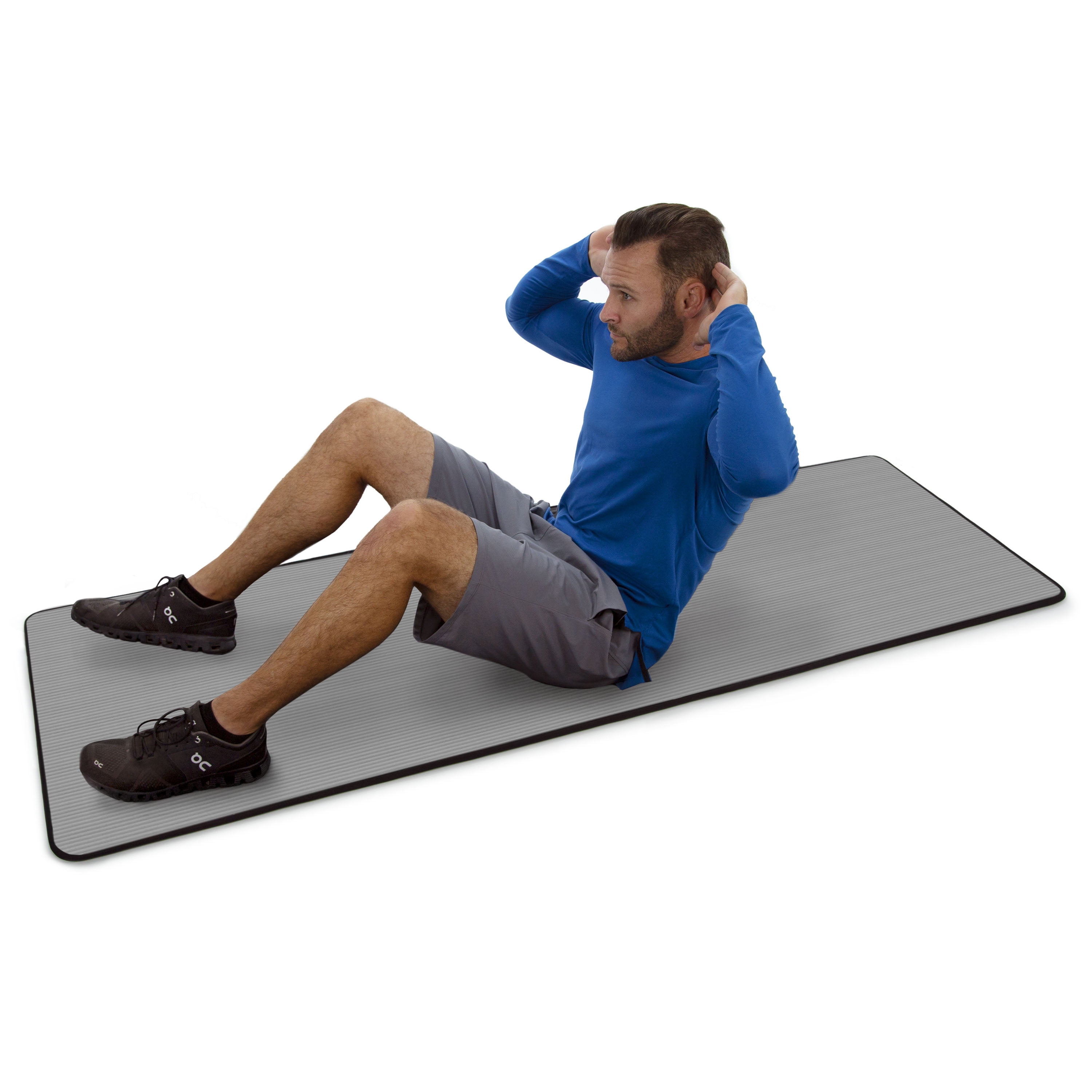 Microdry Workout Non-Slip Black Yoga Mat, Extra Thick Skid