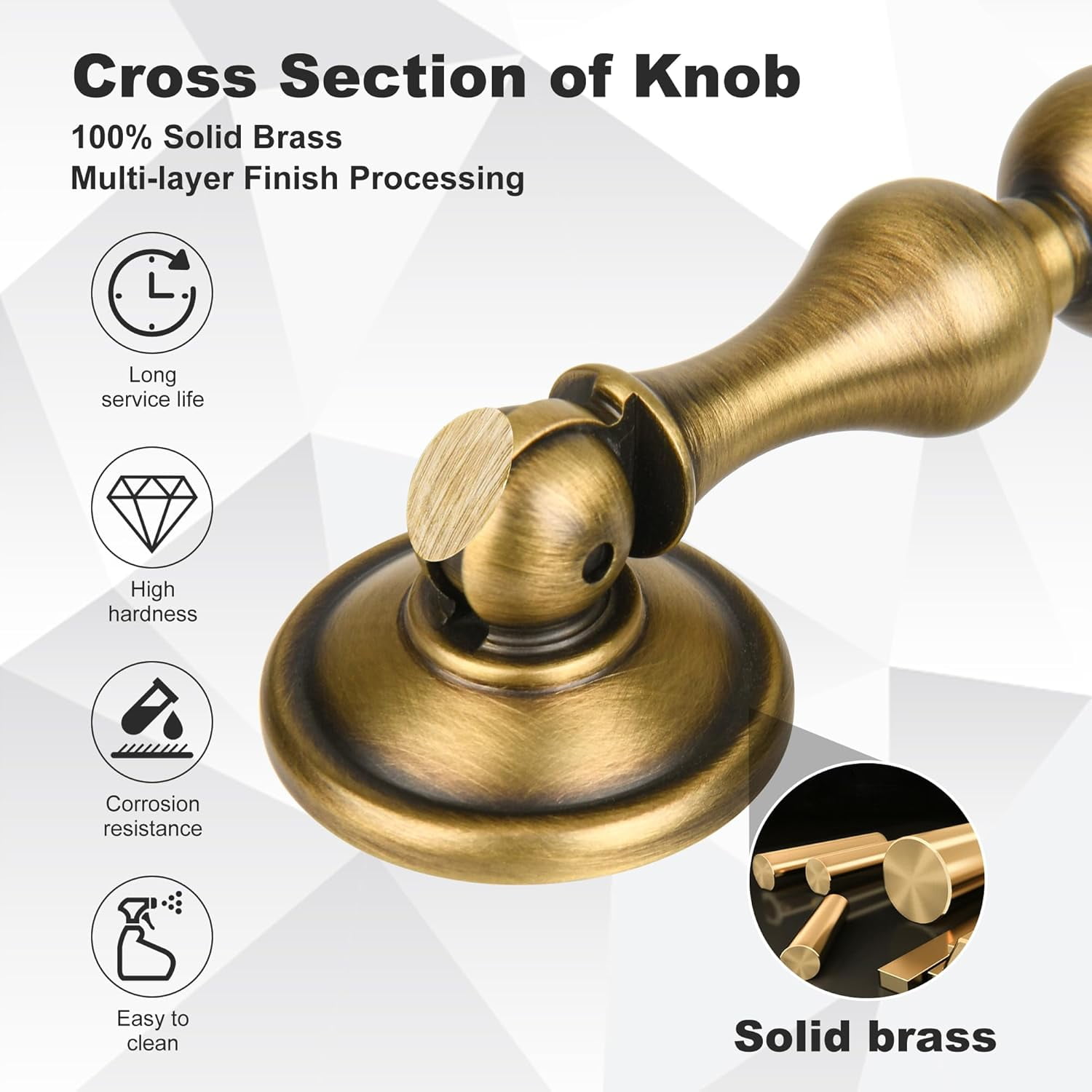 Antique Brass Cabinet Drop Pulls 6 Pack, Solid Brass Dresser Drawers Knobs, Modern Cupboard Wardrobe Pendant Knob, Bedroom Bathroom Cabinet Knob