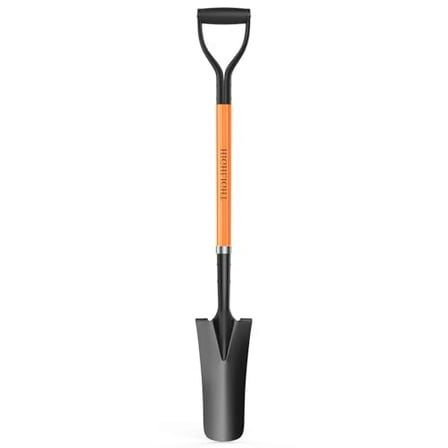 Garden Spade Shovel with Steel D Grip and Fiberglass Handle Orange 45 inch