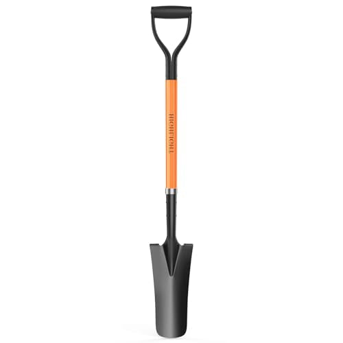 Garden Spade Shovel with Steel D Grip and Fiberglass Handle Orange 45 inch