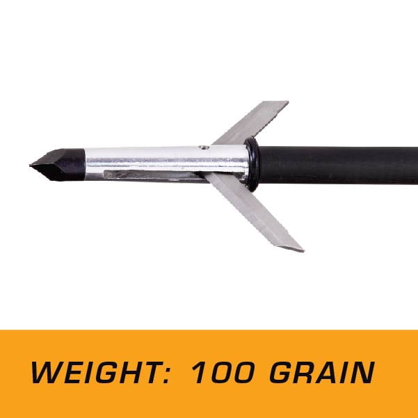 Stryke Expandable Broadheads, 100 Grain, 6-Pack, Aluminum and Steel, 14674KIT, Silver/Black