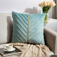 thumbnail image 2 of REGALWOVEN Velvet Throw Pillow Cover with Gold Striped Cushion Case Modern Pillowcase for Sofa Couch Bedroom Living Room Home Decor Blue 18" x 18", 2 of 6