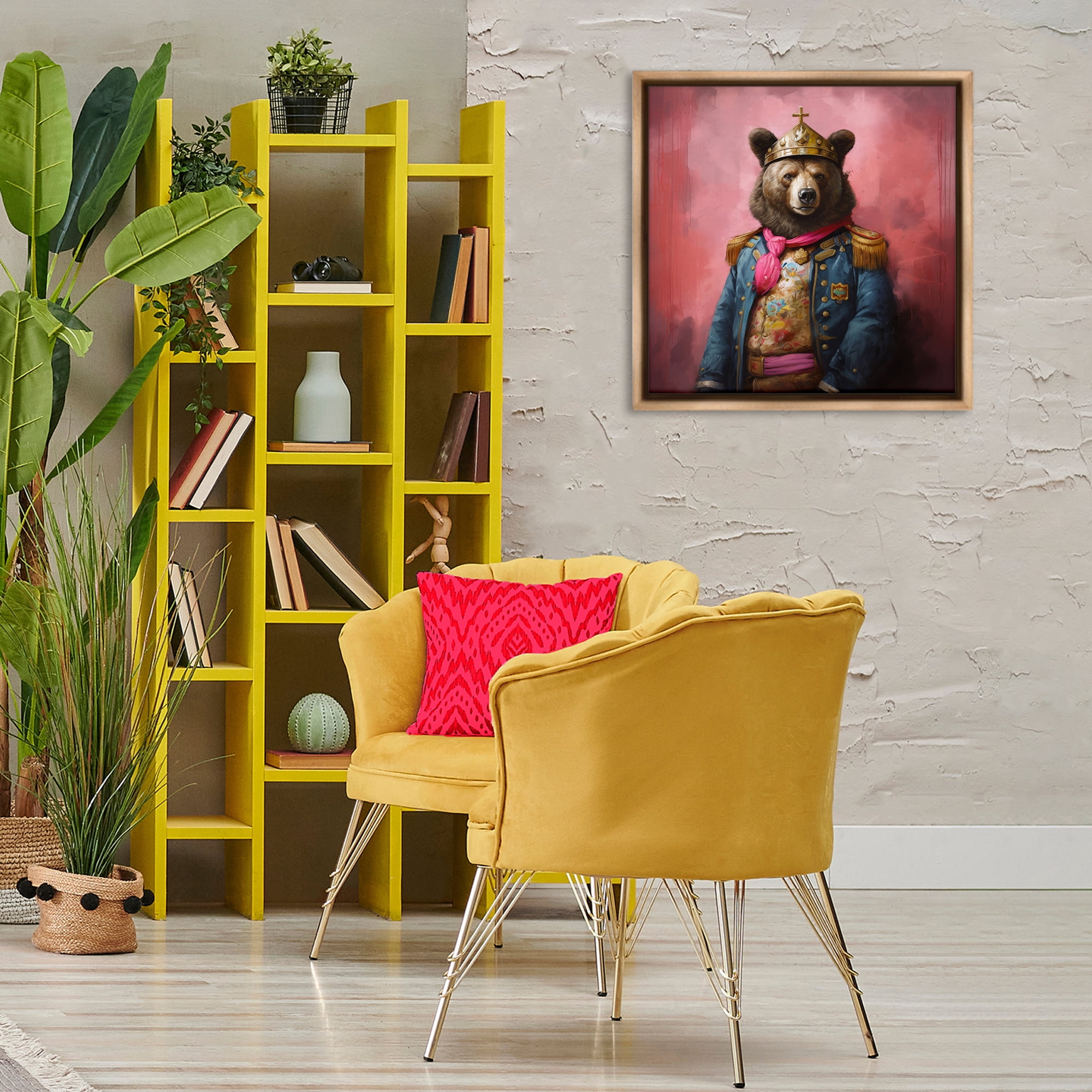 Stupell Industries Regal Bear Portrait Animals & Insects Painting Brown Floater Framed Canvas Art Print Wall Art, 25 x 25