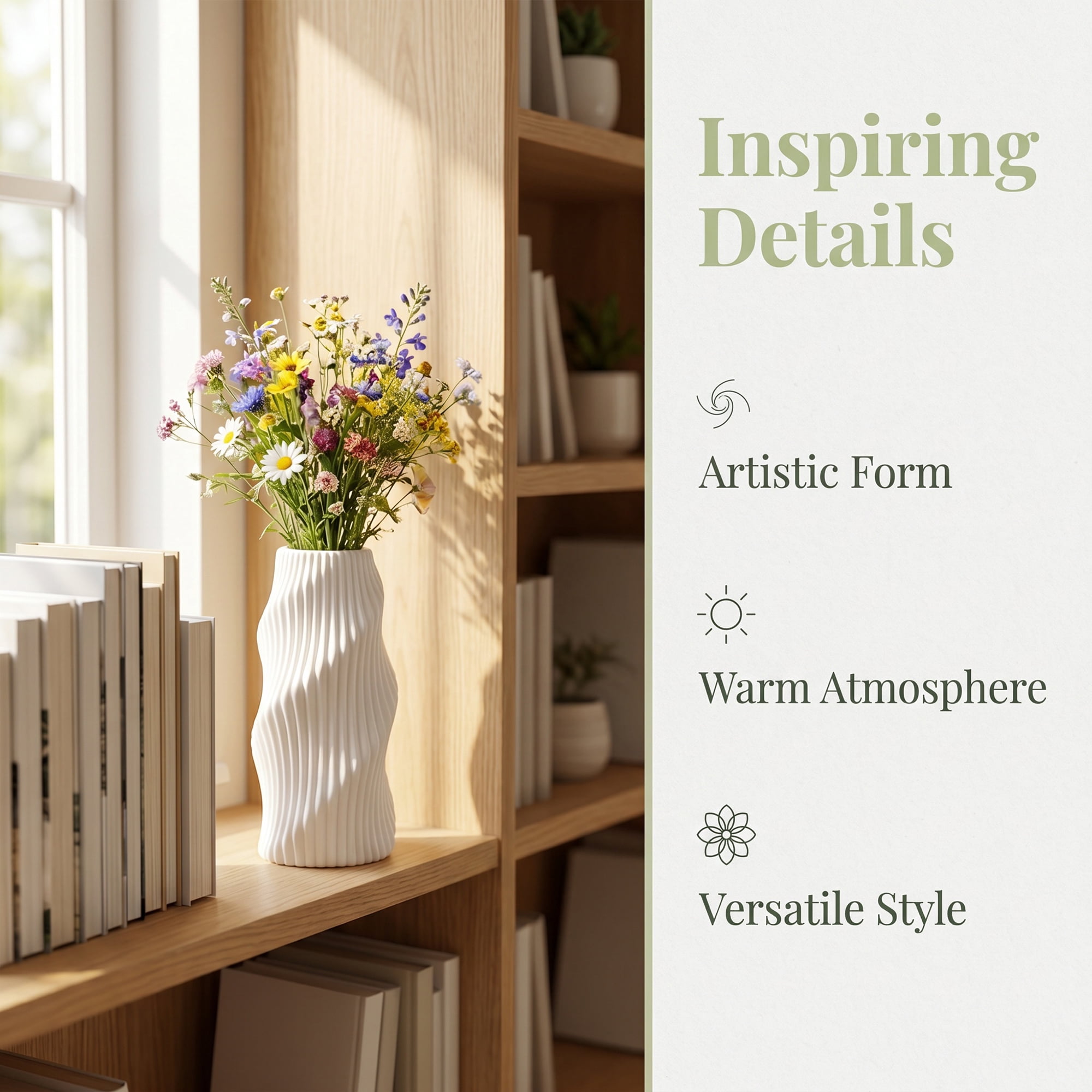 Unique Bargains Unbreakable Plastic Geometric Flower Vase for Modern Home Decor White 3.6"L x 3.6"W x 8.1"H