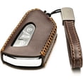thumbnail image 2 of Vitodeco Genuine Leather Smart Key Fob Case Compatible with Volkswagen MK8 Golf GTI, ID4, Atlas (3-Button, Brown), 2 of 6