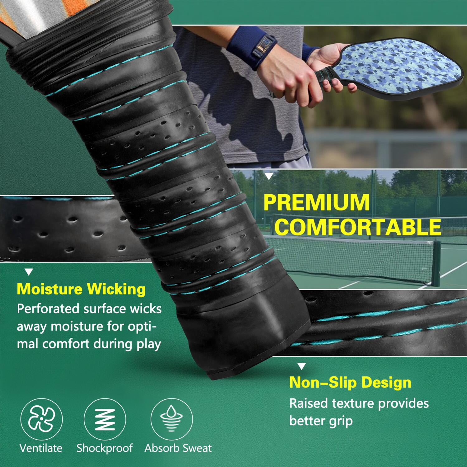Pickleball Paddles Set Of 1, Fiberglass Surface, Camouflage Print, 1 Paddle, 2 Balls & Bag
