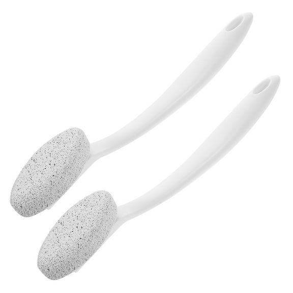 White Pumice Stone Brush for Feet Care Long Handle Foot Exfoliating Tool 2pcs