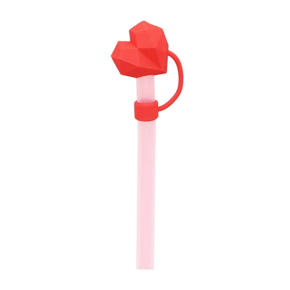 Valentine's Day Heart-Shaped Straw Cap, Food-Grade Silicone, Reusable, Perfect Fit, for Drinks Decoration